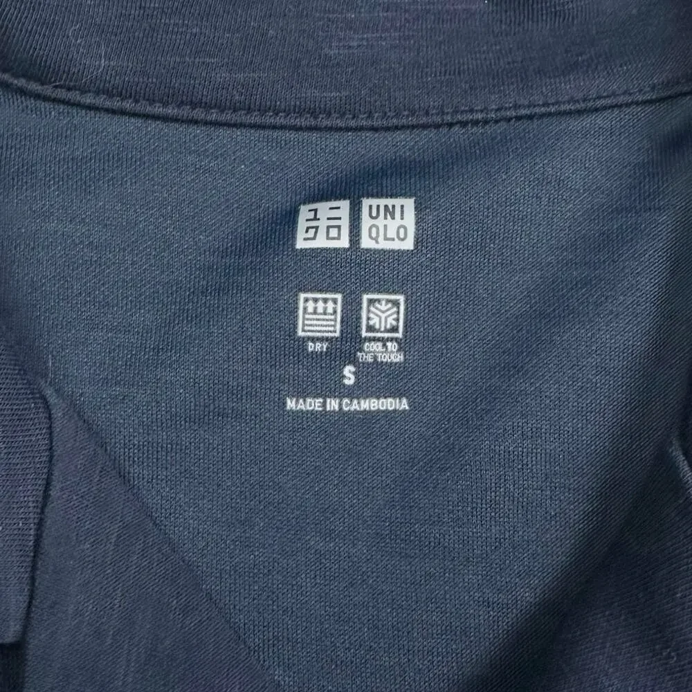 Uniqlo | Men | AIRism Navy Cotton Open Collar SS Button Up Shirt | Small